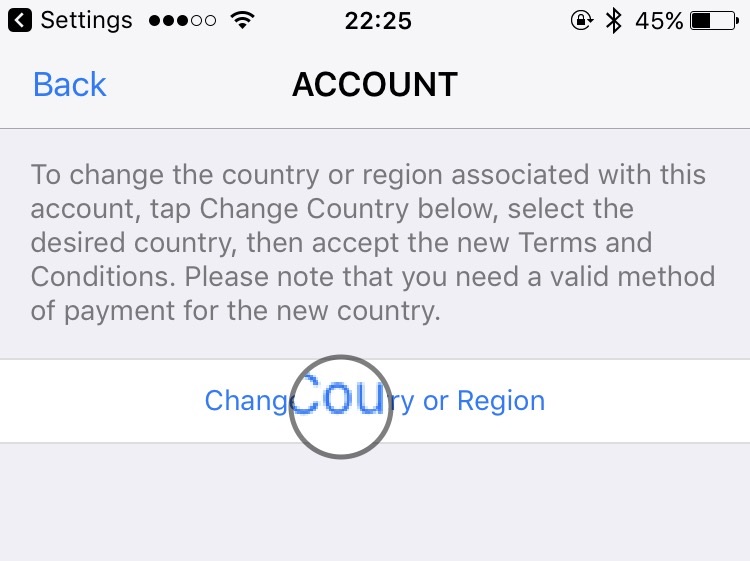 change iphone itunes country